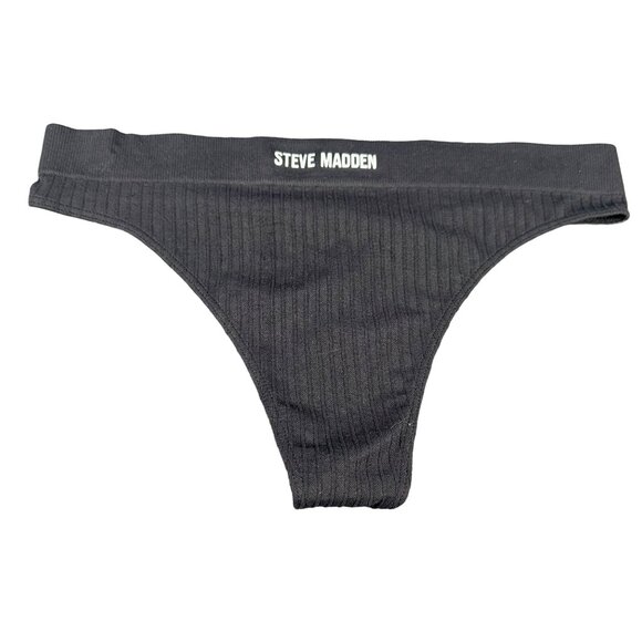 Steve Madden Women's Size Medium Panty Thong Seamless Ribbed Black NWOT - Picture 1 of 6